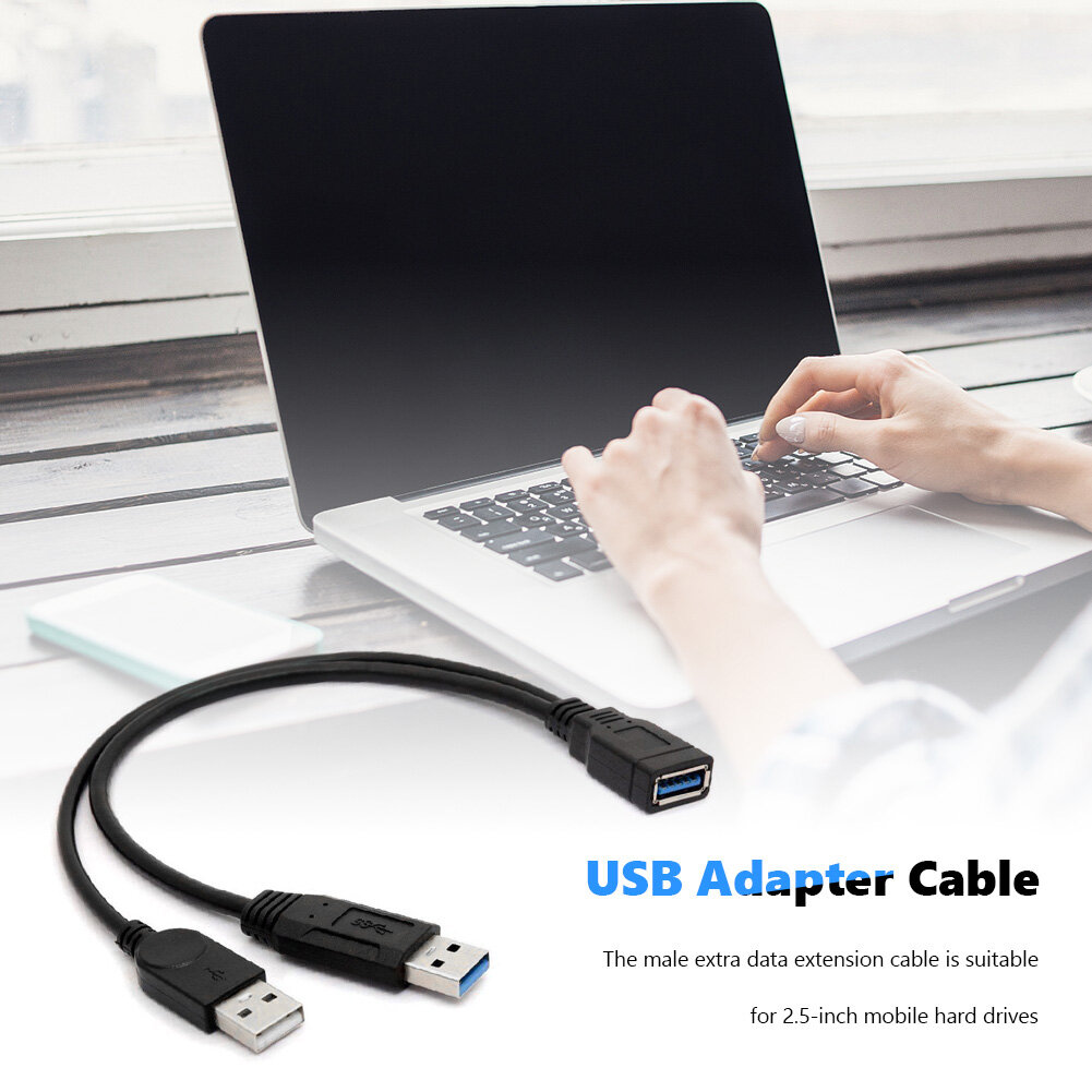 Cáp Mở Rộng USB, Cáp Nối Dài Chia Chữ Y, Cho Ổ Cứng SSD Gắn Ngoài 2.5 Inch Phụ Kiện Máy Tính