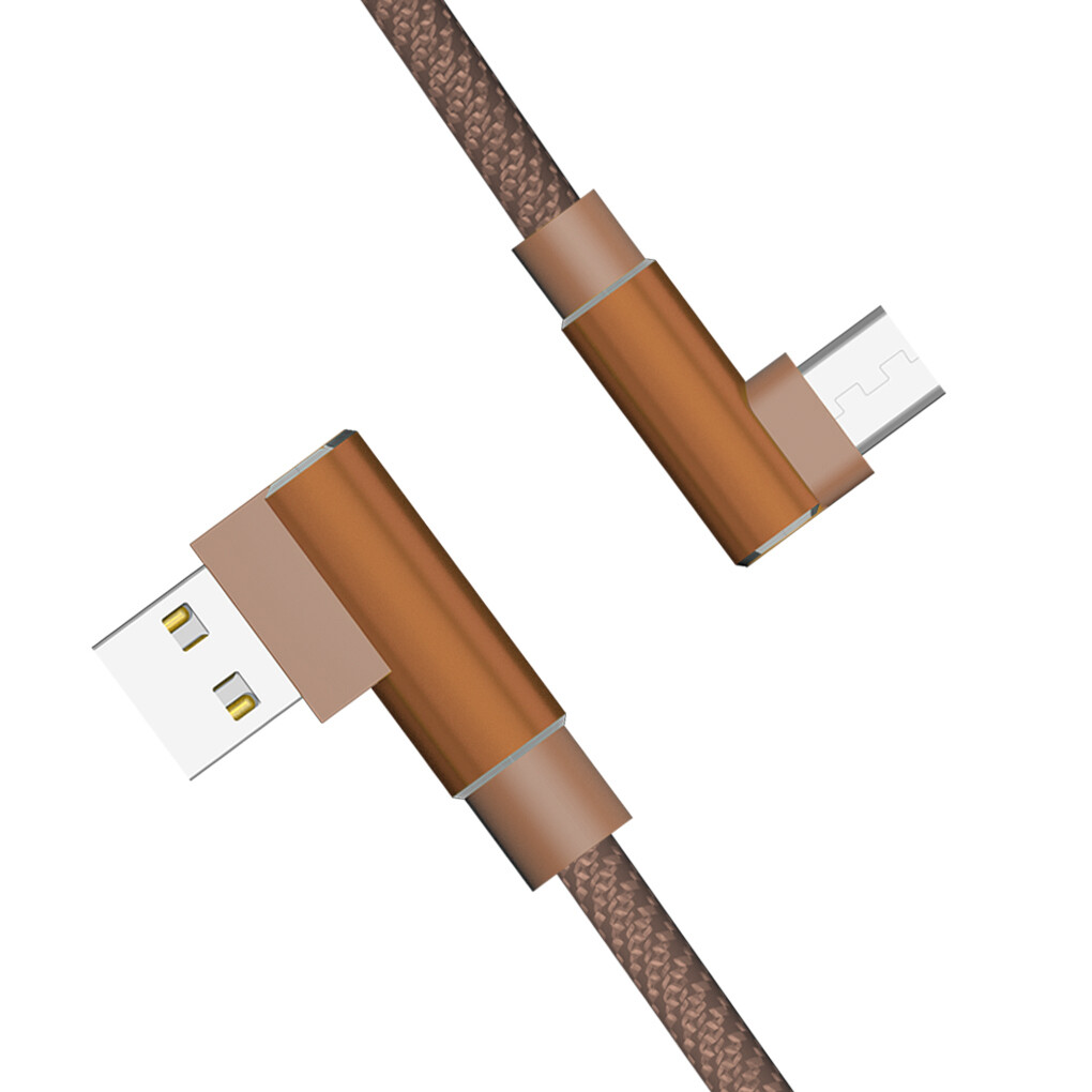 Double Elbow USB Cable 2A Sync Data Nylon Woven TPE High Speed Charging Cable for Android/IOS/Type-C