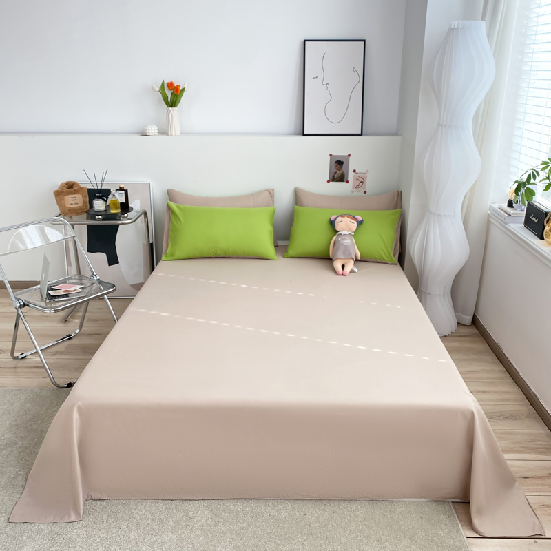 1 Chiếc Ga Trải Giường Màu Trơn 100% Cotton Cho Người Lớn Trẻ Em Ga Trải Giường Đơn Giường Đôi Phẳng (Không Có Vỏ Gối)