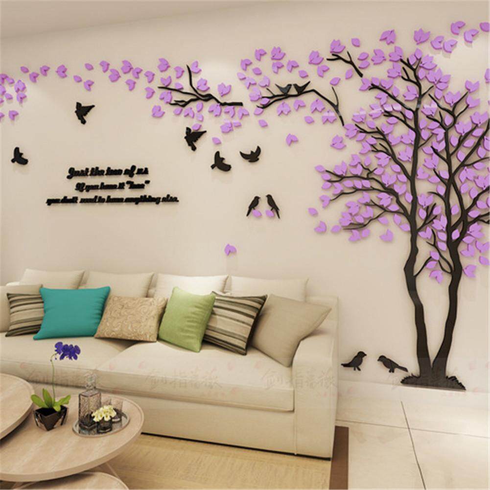 3D Acrylic Dán Tường Cặp Đôi Cây Dán Tường Nhà Phòng Khách Phòng Ngủ TV Nền Tường Thời Trang Decal Dán Tường Cây Xanh