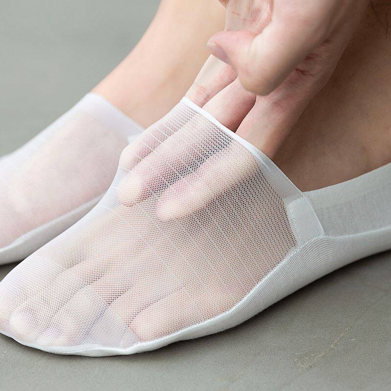 2021 New Men No Show Thin Invisible Fashion Socks Slippers Men Summer High Quality Solid Color Net yarn Breathable Socks