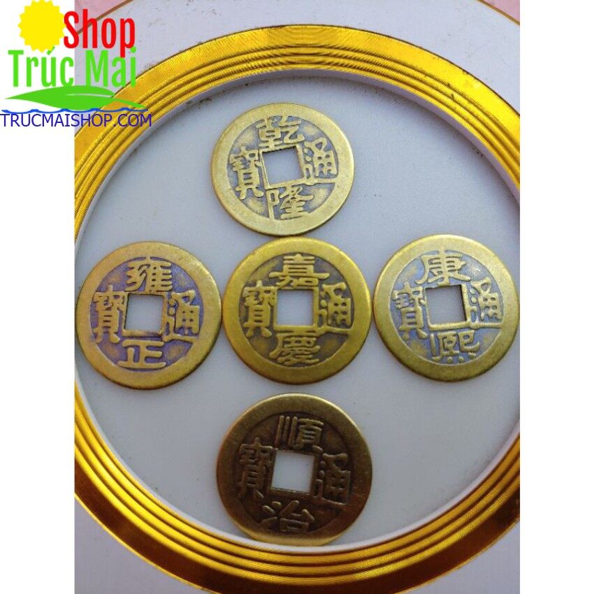 Bộ 5 đồng tiền xu âm dương ngũ đế phong thủy