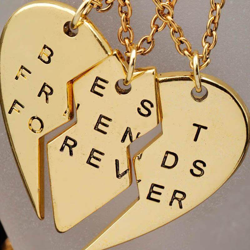 Fh Fashion 3pieces Broken Heart Pendant Necklace Chic Best Friends