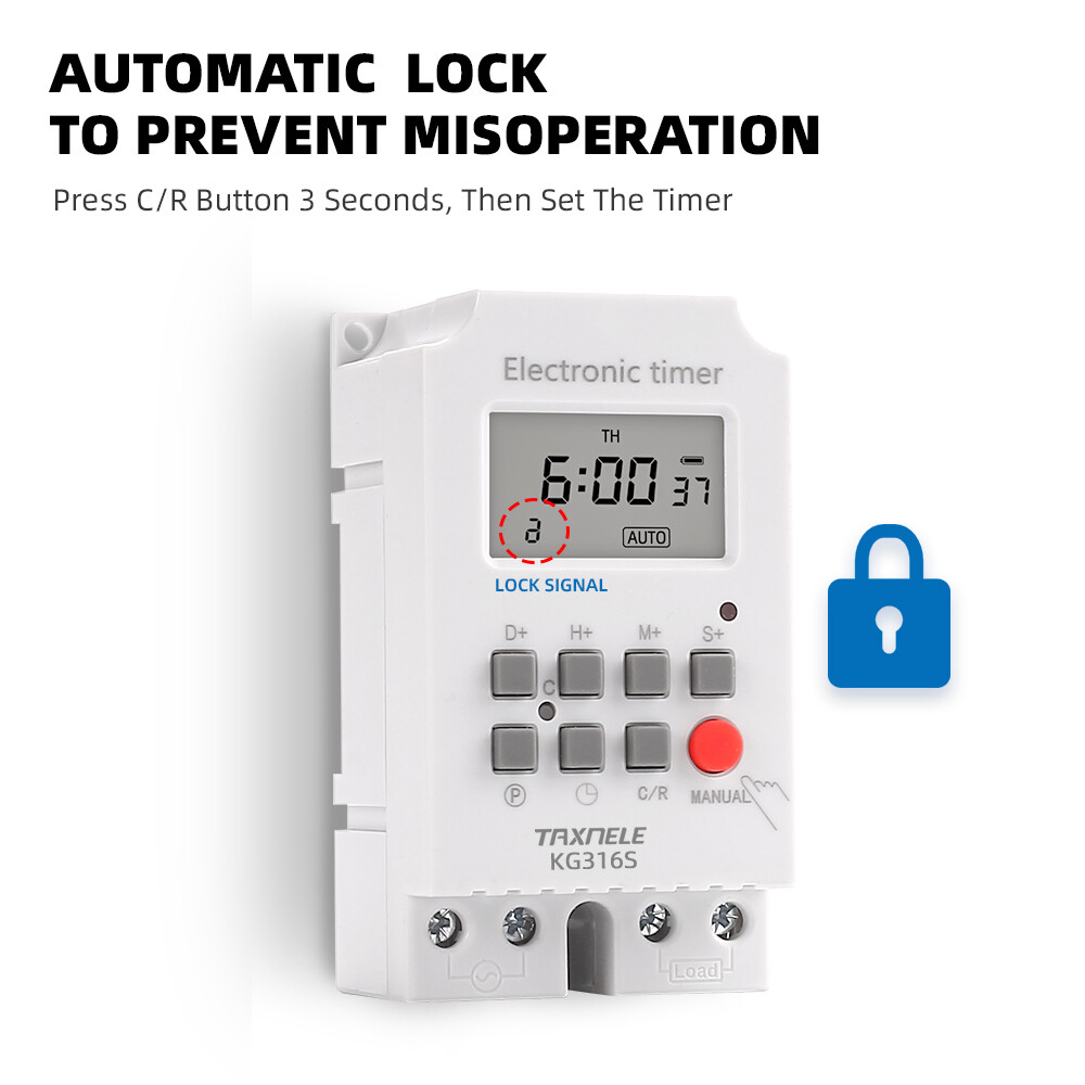 KG316S Intelligent Microcomputer Programmable Digital Electric Timer Switch Relay Controller 25A 220V 7 Days Weekly