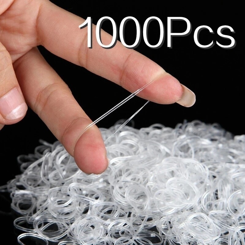 2000pcs Transparent Rubber Hairband Rope Silicone Ponytail Holder Elastic Resin Hair Holder Tie Gum Rings Girls Hair Accessories