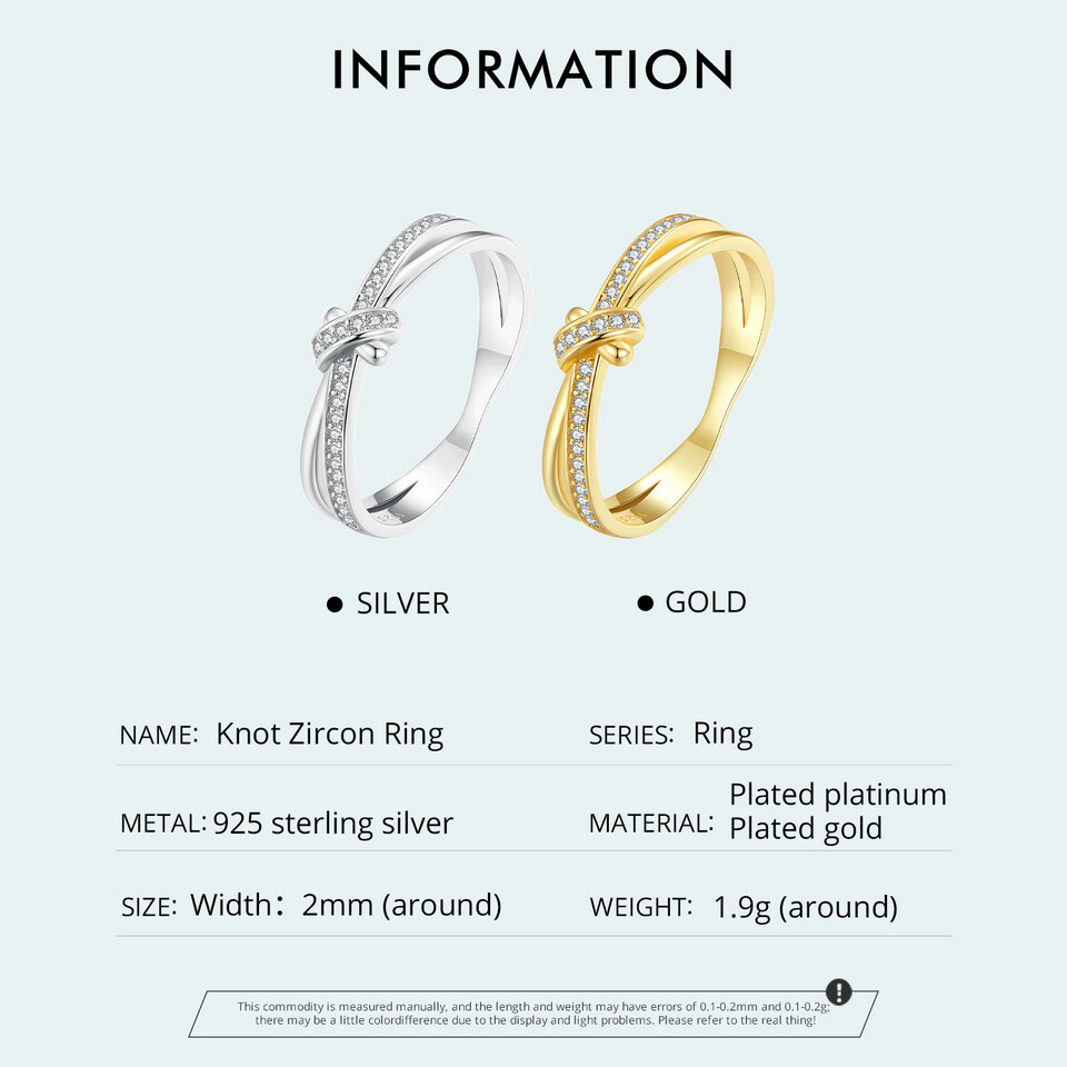 BAMOER Nhẫn Đeo Tay Nút Thắt Hai Lớp Bằng Bạc Ý S925 Nhẫn Xếp Chồng Lên Nhau Cho Nữ Trang Sức Tinh Xảo Thiết Kế Nguyên Bản SCR896