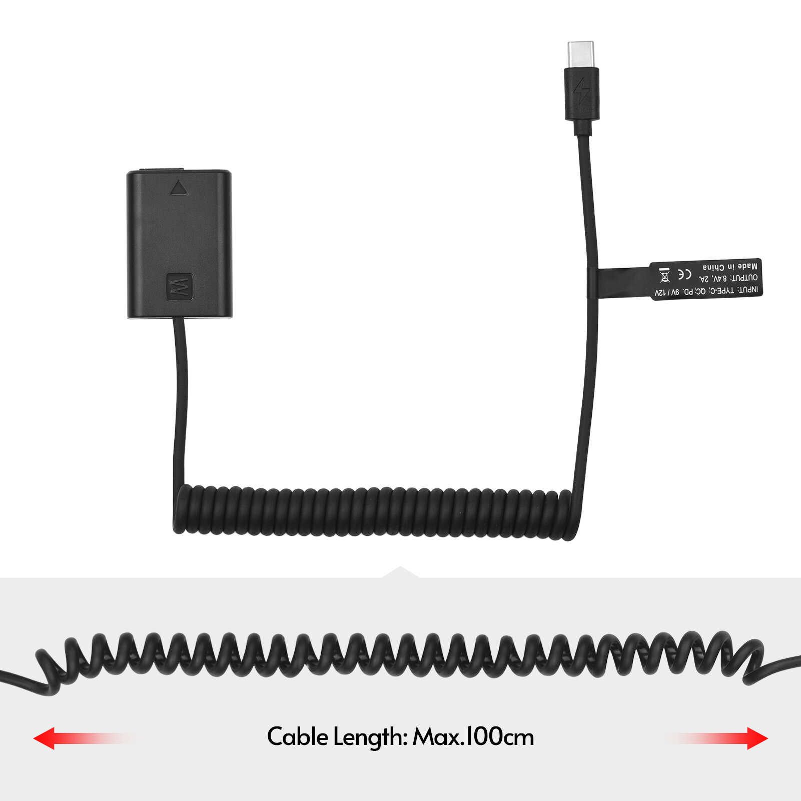 Andoer NP-FW50 Dummy Pin USB-C Coupler Adapter Với USB Type-C Mùa Xuân Cáp Điện Thay Thế Cho Sony Alpha A5000 A5100 A6000 A6300 A6400 A6500 A7II A7RII A7SII A7 A7S A7R RX10 II III IV NEX