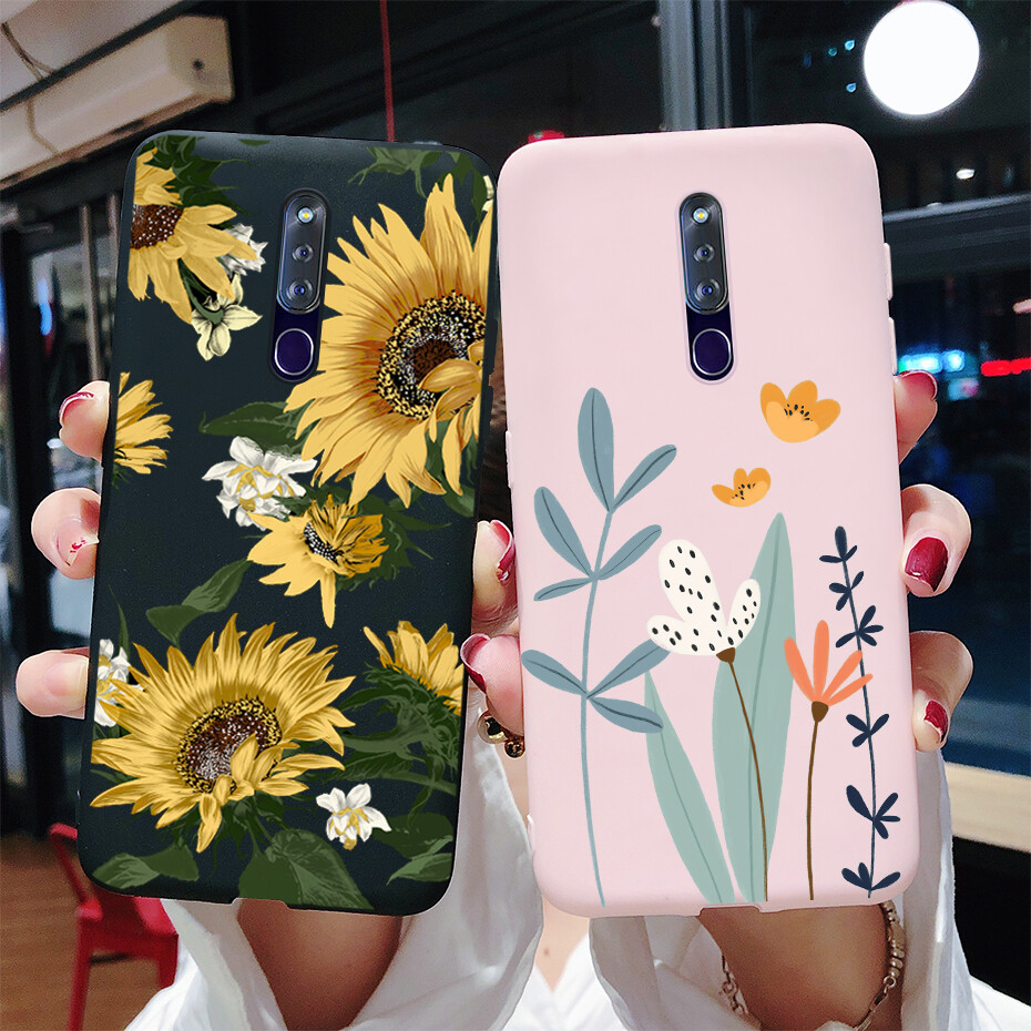 For Oppo F3 F5 Youth F7 F9 F11 F15 F17 Pro Case Soft Silicone Beautiful Flower Phone Cover Casing