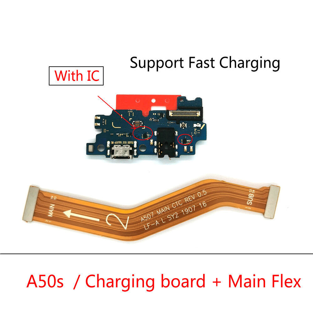 USB Charging Port Dock Board Connector Main Motherboard Flex Cable For Samsung Galaxy A50s A507F With IC Fast Charging