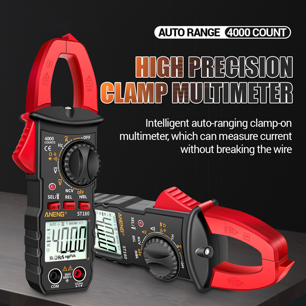ST180 4000 Counts Digital Current Clamp Meter AC Ohm NCV Multimeter Tester