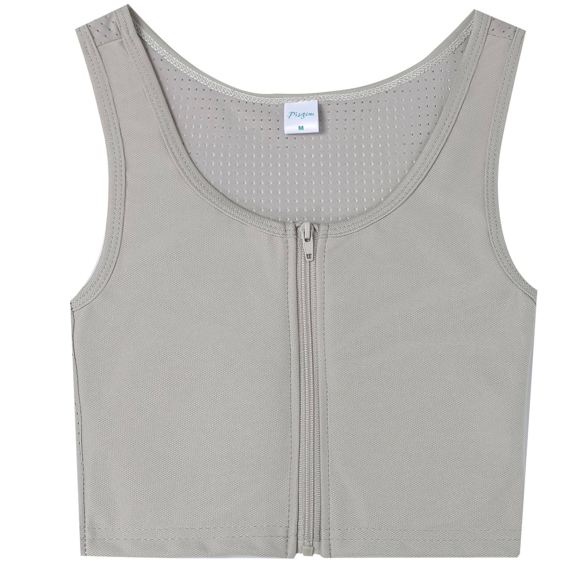 Handsome Sports Zipper Corset Binder Chest Bra Underwear For Women Les Large Size Breathable Large Chest Small Chest Reduction Student Sports Compression Double Layer Shockproof
