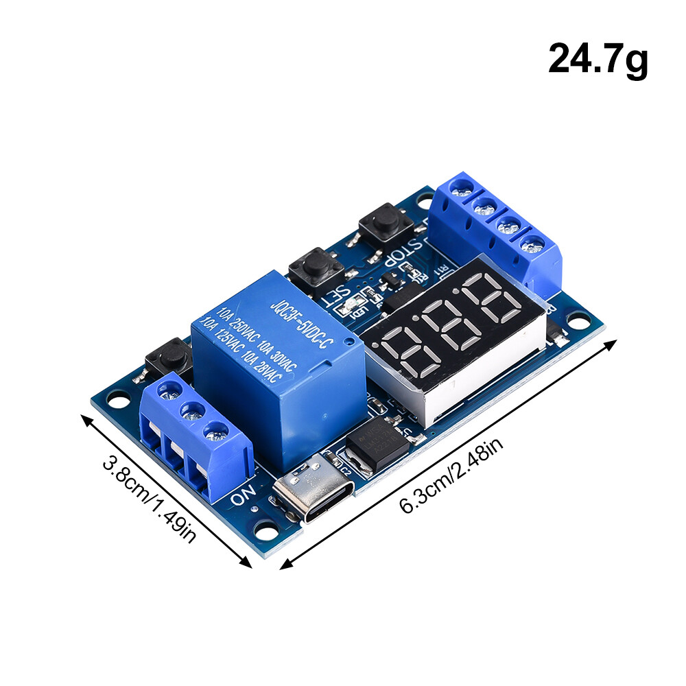 FocusAi Bảng mạch điều chỉnh thời gian led kỹ thuật số kích hoạt chu kỳ hẹn giờ chuyển mạch DC 6-30V-INTL Giao diện MicroType-C
