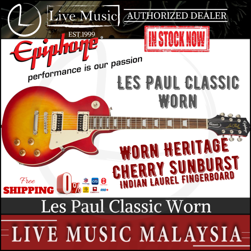 Epiphone Les Paul Classic Worn Electric Guitar - Worn Heritage Cherry Sunburst Malaysia