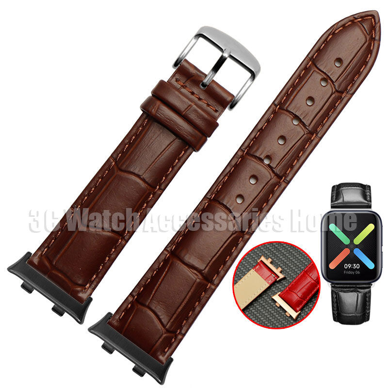 Genuine Leather Watchbands For OPPO Watch 46MM 41mm Strap High Quality Wrist Belt Bracelet For OPPO Watch Teel Pin Buckle Band
