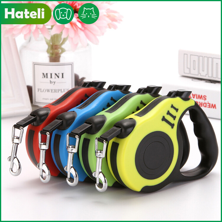【HATELI】Pet Leash Portable Automatic Retractable Tractor Pet Shopping Leash Dog Leash Cat Leash