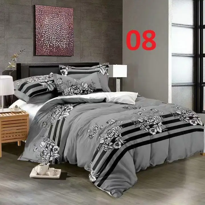 Black White Homeliving 5in1 Bed Sheet Cadar Fitted With