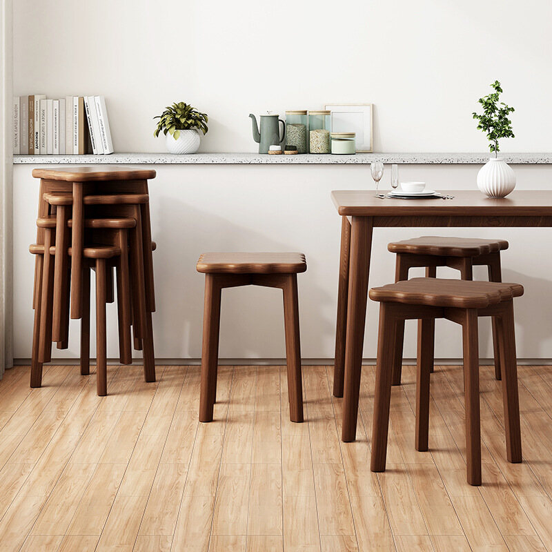 Full solid wood biscuit stool, home dining room bench, living room stool, can be stacked, high stool, dining table stool, creative dining stool