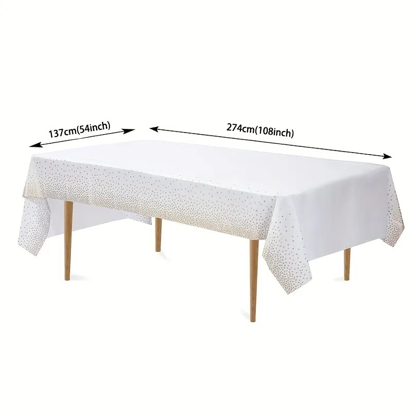 137x274cm Disposable Tablecloth Rectangle Bronzing Gold Dot Waterproof Table Runner for Restaurant Wedding Decor Birthday Party Supplies