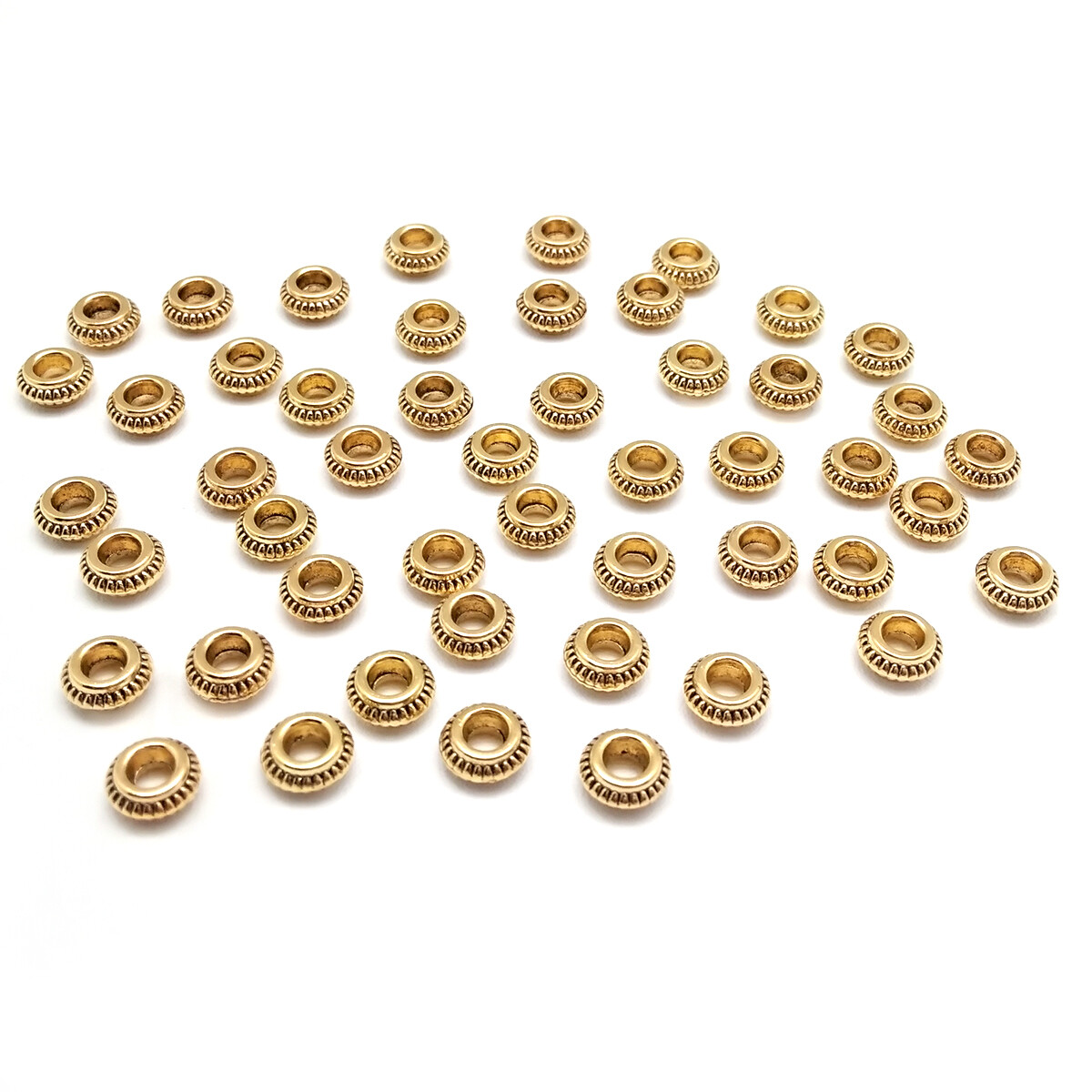 50pcs Circular Flat Beads Zinc Alloy Metal Spacer Beads For DIY Bracelet Necklace Jewelry Findings Making