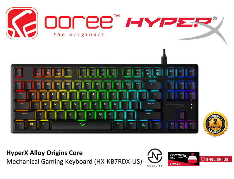 HYPER-X HYPERX ALLOY ORIGINS CORE MECHANICAL GAMING KEYBOARD - RED SWITCH (HX-KB7RDX-US) / AQUA SWITCH (HX-KB7AQX-US) Malaysia