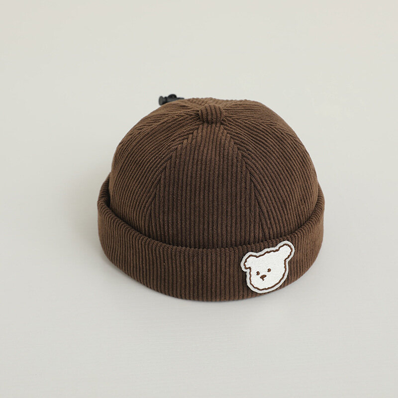I love daddy&mummy 6-24m cartoon bear baby beanies cap soft corduroy autumn winter warm toddler brimless landlord hat kids skullies bonnet