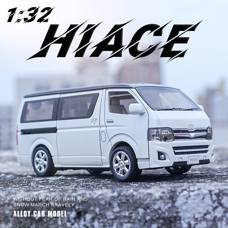 1:32 Toyota Hiace Van Model Car Diecast Toy Vehicle Sound & Light Blue Kids Gift