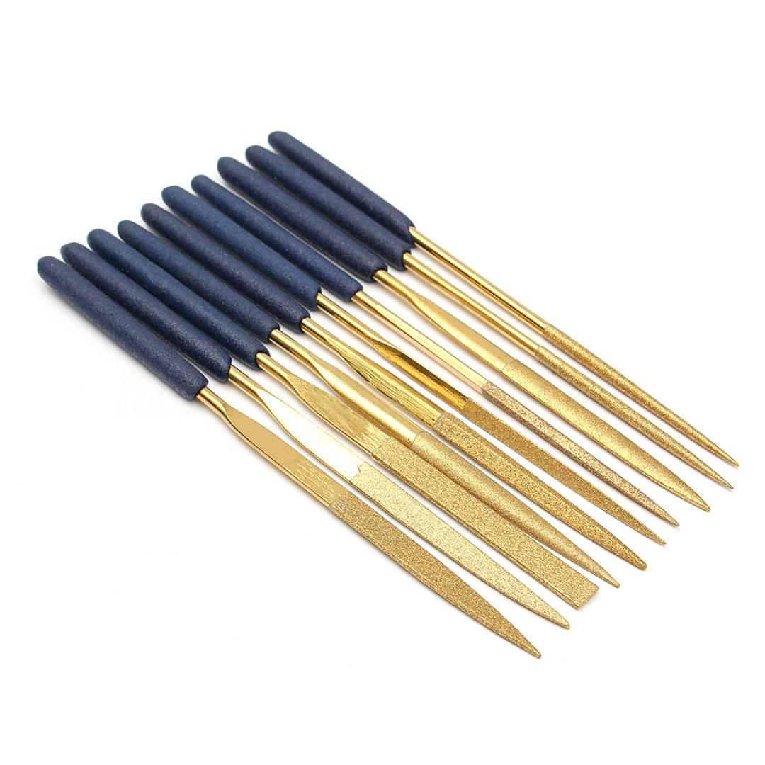 10Pcs Metal Titanium Diamond Coating Needle Flat File Set Working Craft Tools