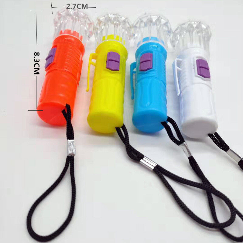 Mini Diamond LED Flashlight with Keychain Plastic cute torch emergency lamp random color delivery