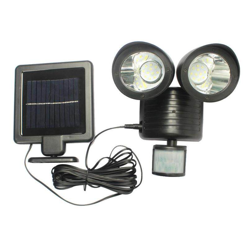 Năng Lượng Mặt Trời Đèn Cảm Biến Cơ Thể Hai Đầu Ngoài Trời Không Thấm Nước 22LED Cảnh Quan Sân Vườn Đèn Cửa Hành Lang Nhà Để Xe Spotlight Đen 22 Đèn Pha LED
