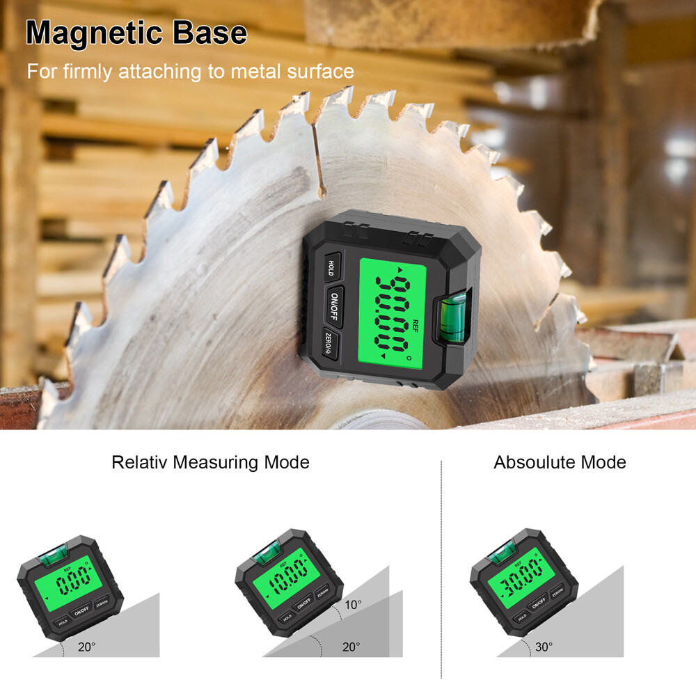 KKmoon Mag-netic Digital Angle Meter Absolute and Relative Measurement Angle and Slope Conversion Inclinometer LCD Display with Backlight Versatile Clinometer