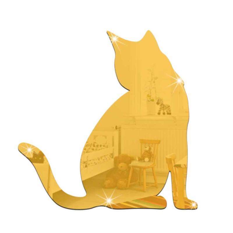 Hiện đại 3D Mèo Gương Dán Tường Nghệ Thuật Phòng Decal Nhà Trang Trí Phòng Ngủ Có Thể Tháo Rời