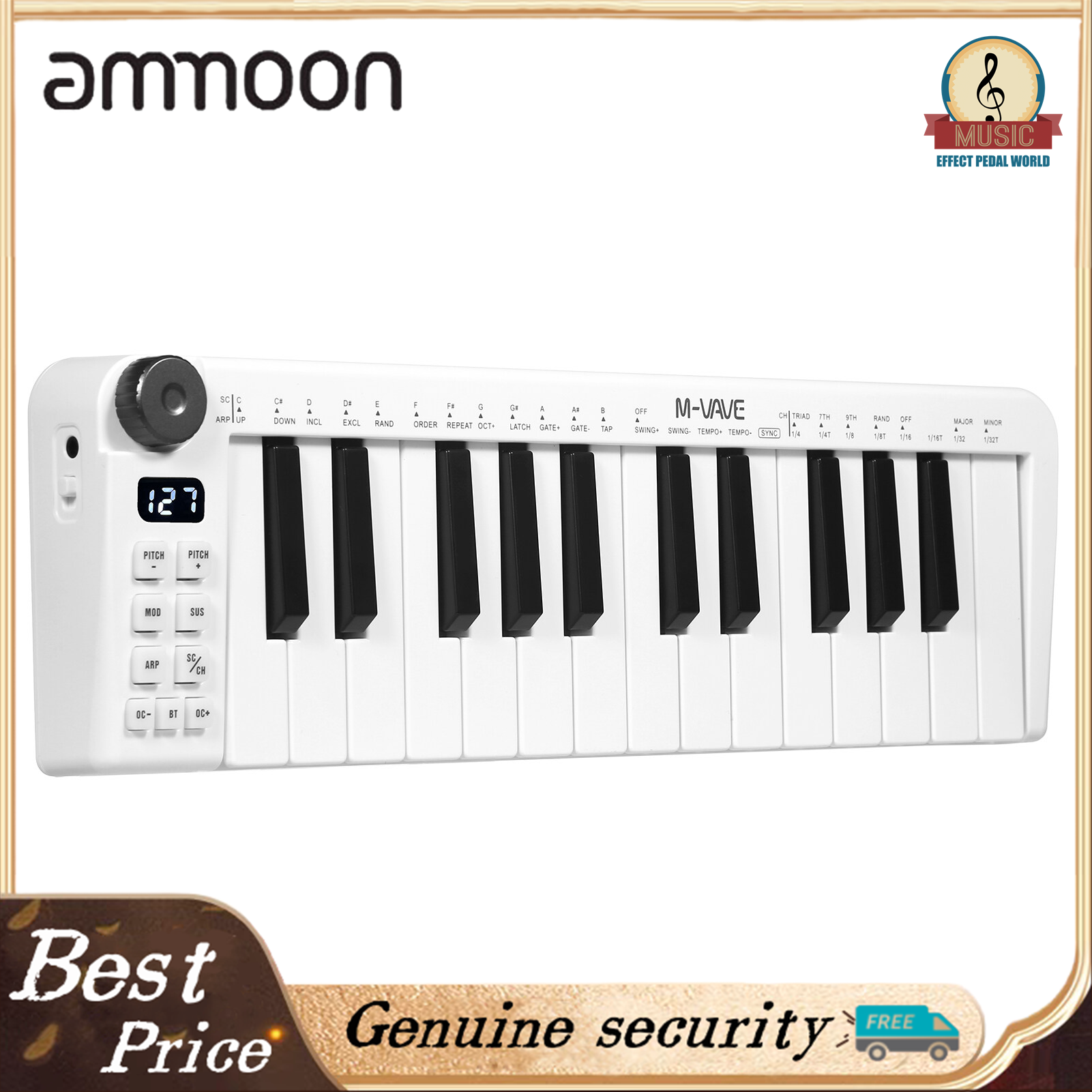 Ammoon m-vave smk-25mini midi keyboard rechargeable 25-key midi control keyboard mini portable usb keyboard midi controller with 25 velocity sensitive keys 1 knob