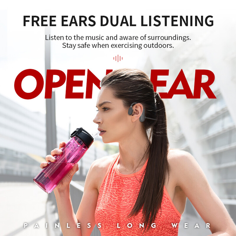 Tai Nghe Dẫn Truyền Xương VAORLO Bluetooth Không Dây Chống Thấm Nước Thoải Mái Đeo Tai Mở Móc Đèn Trọng Lượng Tai Nghe TWS Âm Nhạc HIFI Thể Thao Trong Tai Tai Nghe Dẫn Không Khí Cho Xiaomi iPhone Huawei