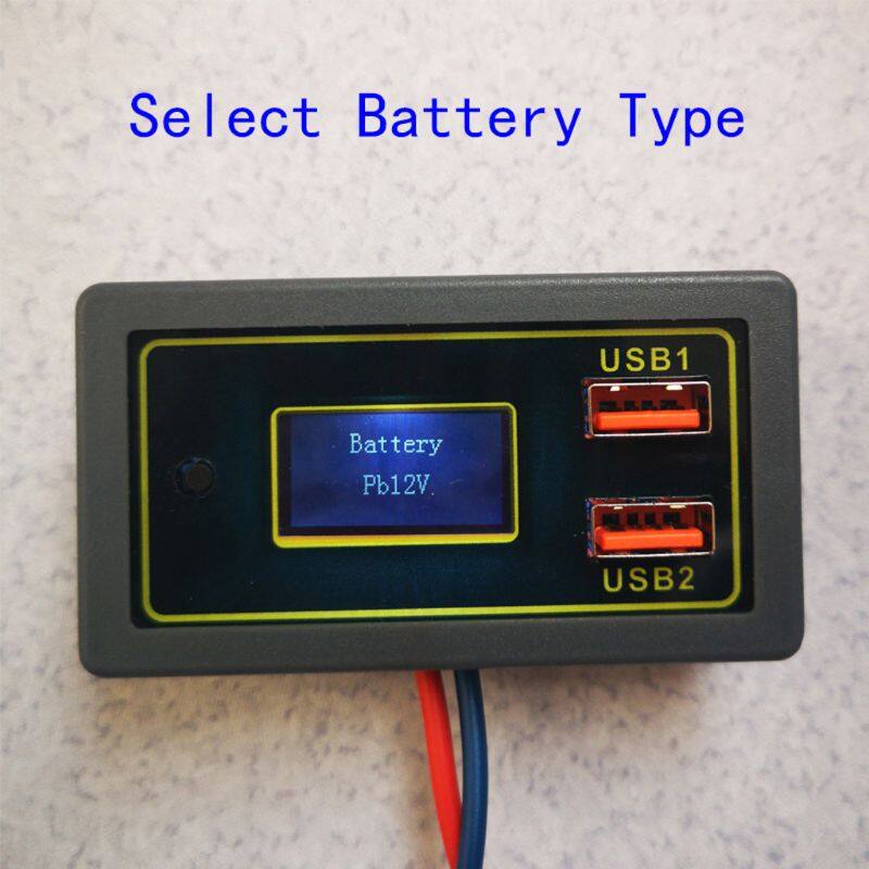 Motorcycle car dual USB digital display voltmeter battery capacity voltmeter tester suitable for DC 12V