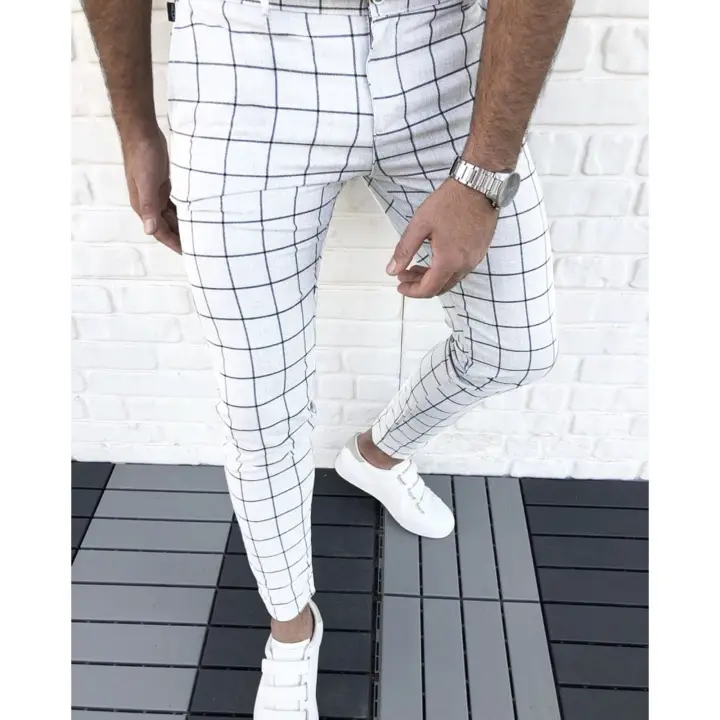 plaid pants with zippers mens