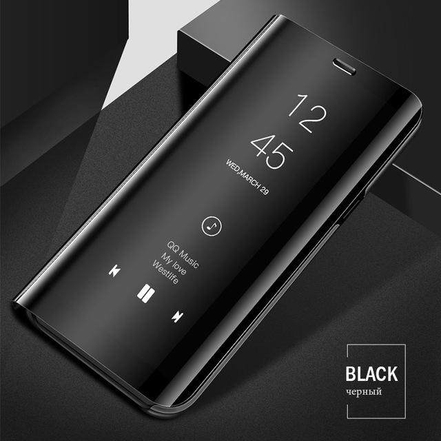 Myline untuk OPPO A59/F1s Cermin Penerjunan Ponsel Pemegang Penyangga Sarung Plating Smart Jelas PU Kulit Belakang Cover