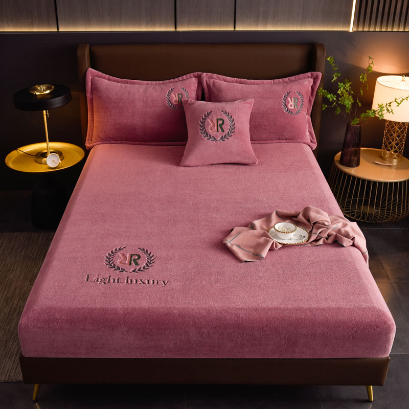 Winter warm Bed sheets, coral velvet bed sheets, plush pillowcases, fitted bed sheets, thickened bed sheets, plush bed sheets, all around bed sheets, multiple colors available, For bed size: Double / Queen / King / Super king