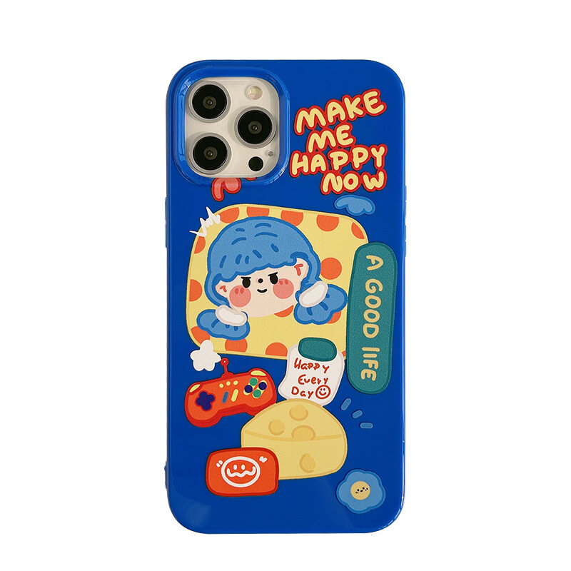 Tide Cool Wind Deep Sea Blue Cheese Girl for Iphone 15 15plus 15pro 15promax 14 14plus 14pro 14promax 12Mini 12 12 Pro 12 Pro Max 11 11 Pro 11 Pro Max X Xs Xr Xs Max 6 6s 7 8 Plus Soft Cellphone Case Cover Shell