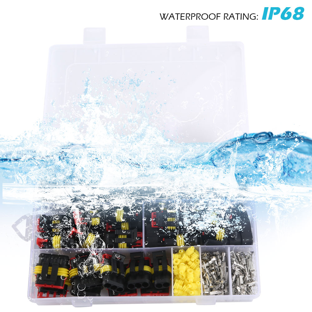 300PCS Dây Điện Giắc Kết Nối 1-4 Pin Way Không Thấm Nước Thiết Bị Đầu Cuối Cầu Chì Lưỡi