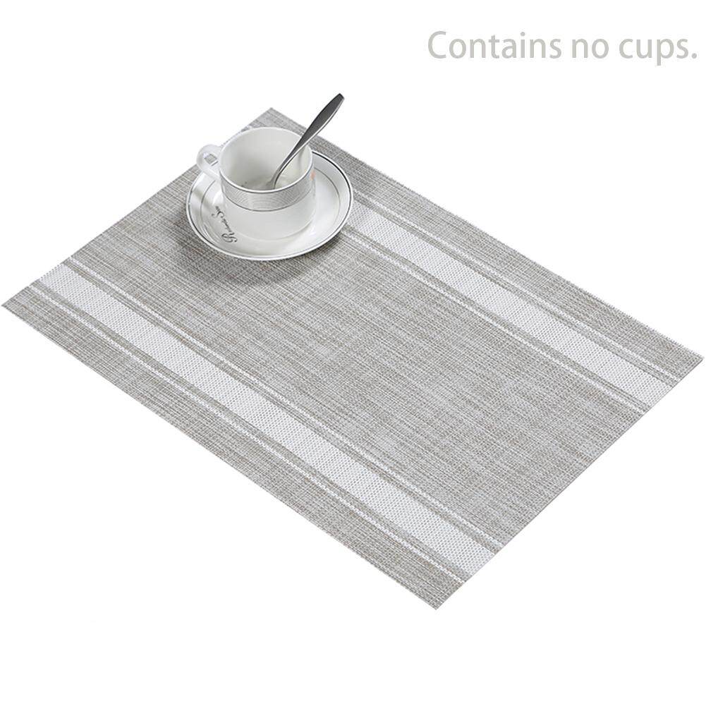 Cách nhiệt Có Thể Rửa Được Ăn Placemat Bộ Đồ Ăn Miếng Lót Sọc Bàn Thảm PVC