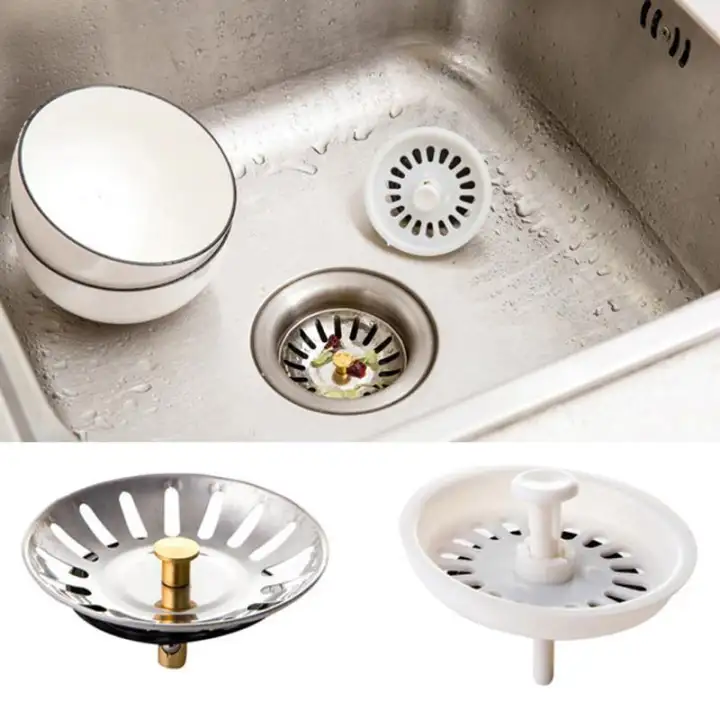 2pcs Kitchen Sink Strainer Hair Catcher Stopper Plastic Stainless Steel Drain Bathroom Accessories