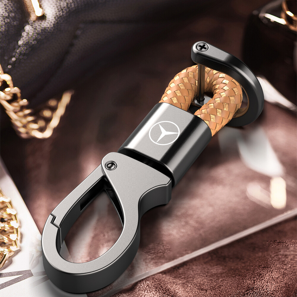 Cho m E r C E D E S Xe Hơi Kim loại móc khóa da thời trang keyholder