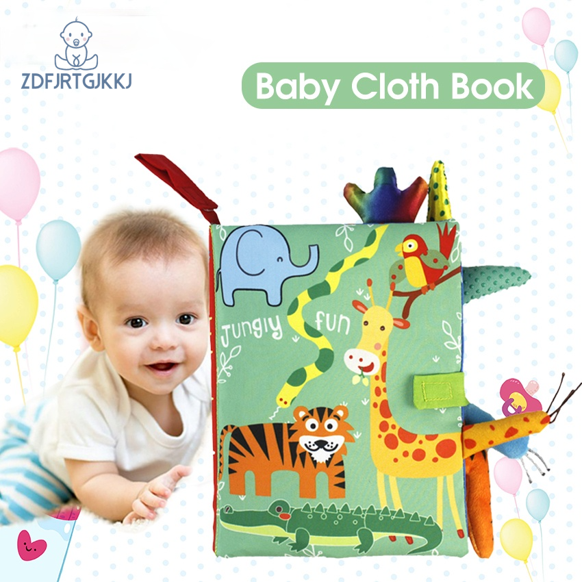 Soft Baby หนังสือผ้า S Early Learning Sensory ของเล่นเพื่อการศึกษาผ้าคลุมรูปสัตว์หนังสือผ้าหนังสือผ้าเด็กของเล่นสัตว์การ์ตูนหนังสือคึกคักเสียง3D หางการศึกษา Touch และ Feel Crinkle หนังสือสำหรับ Boys & Girls เด็กวัยหัดเดินเด็กทารกของเล่นเด็ก