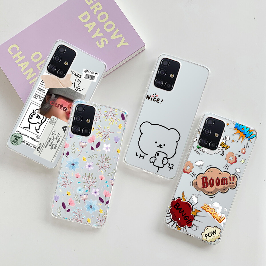 Case for Samsung Galaxy A51 A71 Clear Transparent Cute Soft TPU