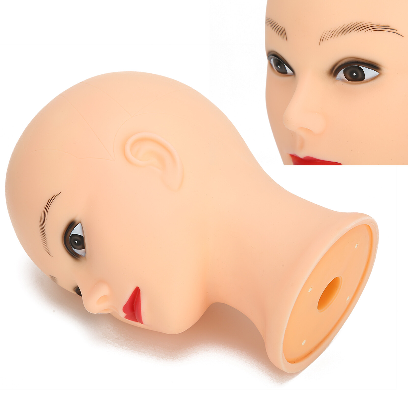Mannequin Head Makeup Training Practice Wig Hat Display Bald Mannequin Head 49cm There is makeup