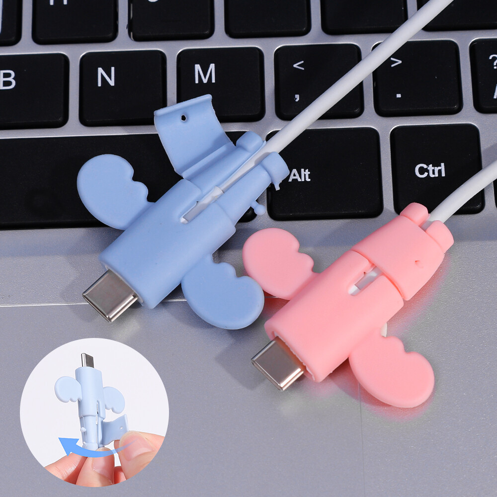 4 Ốp bảo vệ cáp dữ liệu Mini dễ thương Ốp bảo vệ tai nghe sạc điện thoại cuộn dây bền tay Cáp Silicon Chống Nứt Kiểu dáng thiên thần