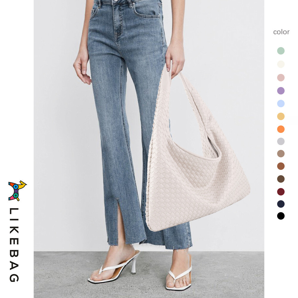 LIKEBAG fashion woven ladies bag shoulder bag pu soft leather dumpling bag large shopping bag woven handbag shoulder bag