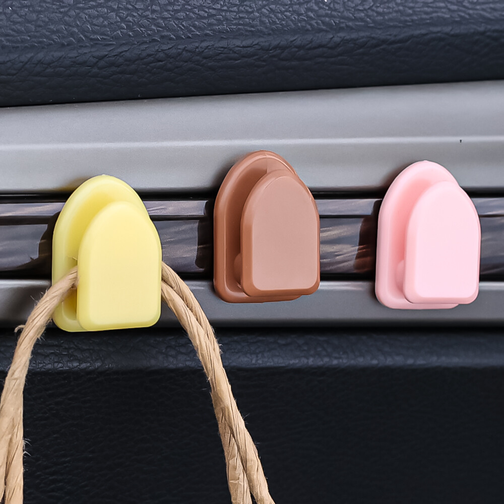 4PCS Car Hook Car Seat Back Mini Hook colored Car Sticky Multifunctional Mini Hook Interior Car Accessories
