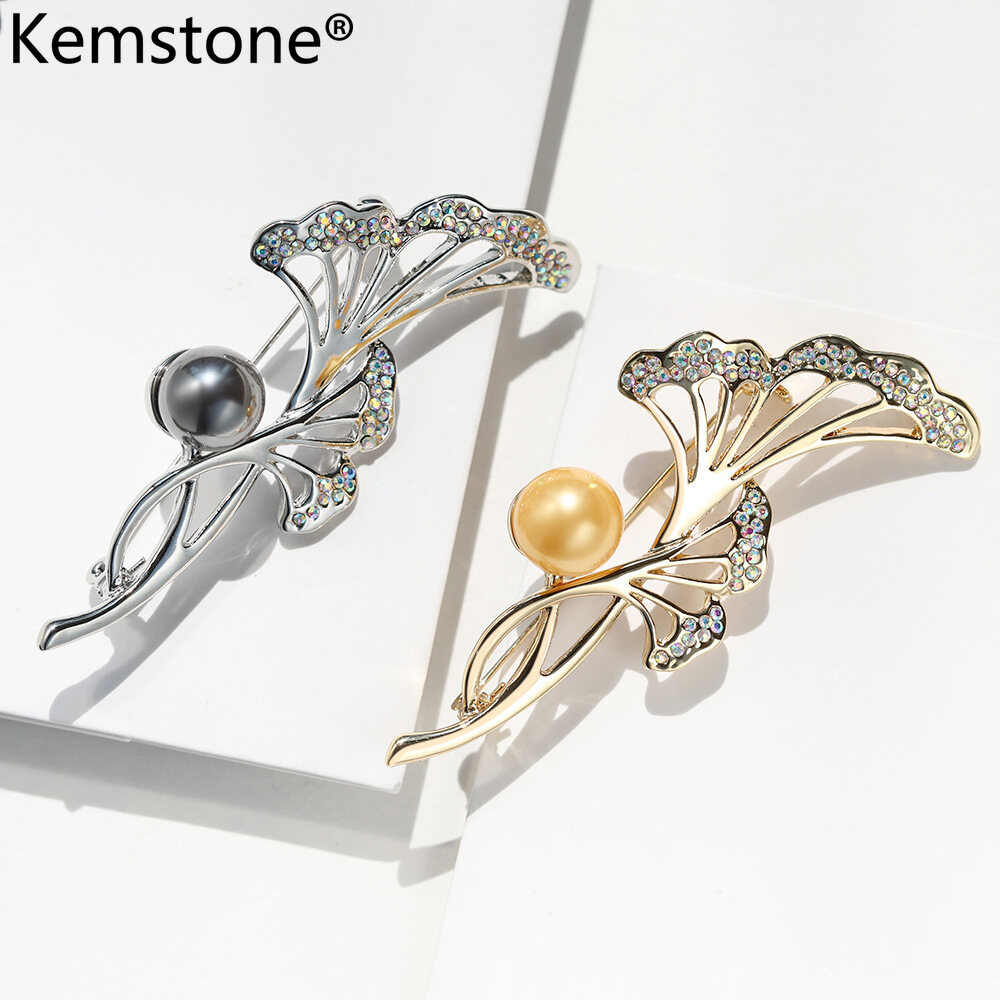 Kemstone Beautiful Flower Cluster Pearl Alloy Gold Silver Plated Pin Brooch Women's Jewelry Gift