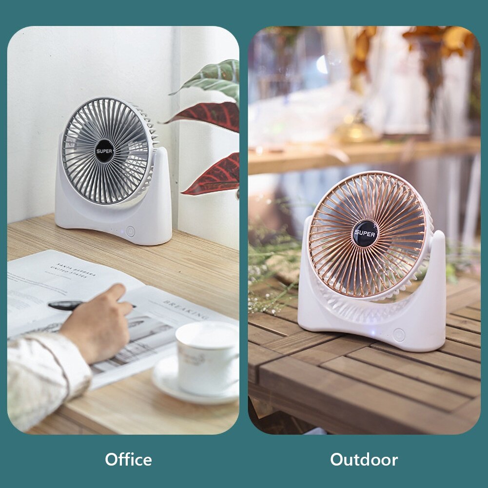 Delans®Mini Portable Home USB Rechargeable Table Desktop 3 Speed Quiet Cooling Fan